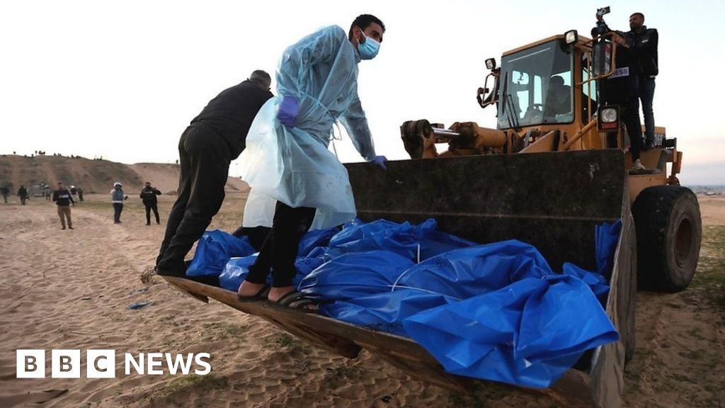 Israel Gaza Drone shots show Palestinians buried in Rafah mass grave