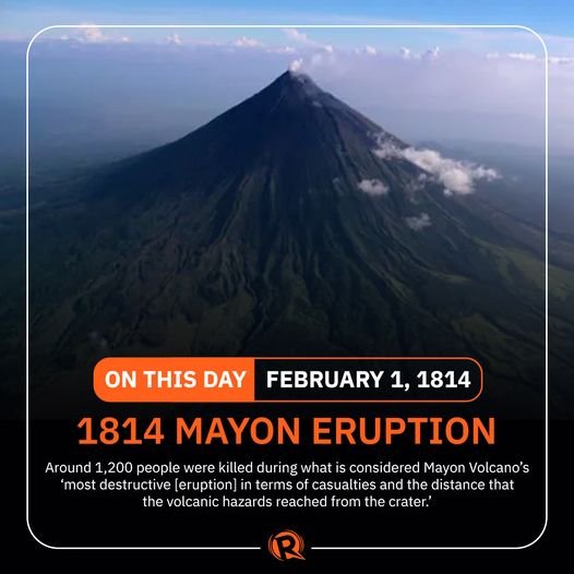 #OnThisDay in 1814, Mayon Volcano in Albay had its deadliest eruption yet, killing 1,200 people. The blast also destroye…