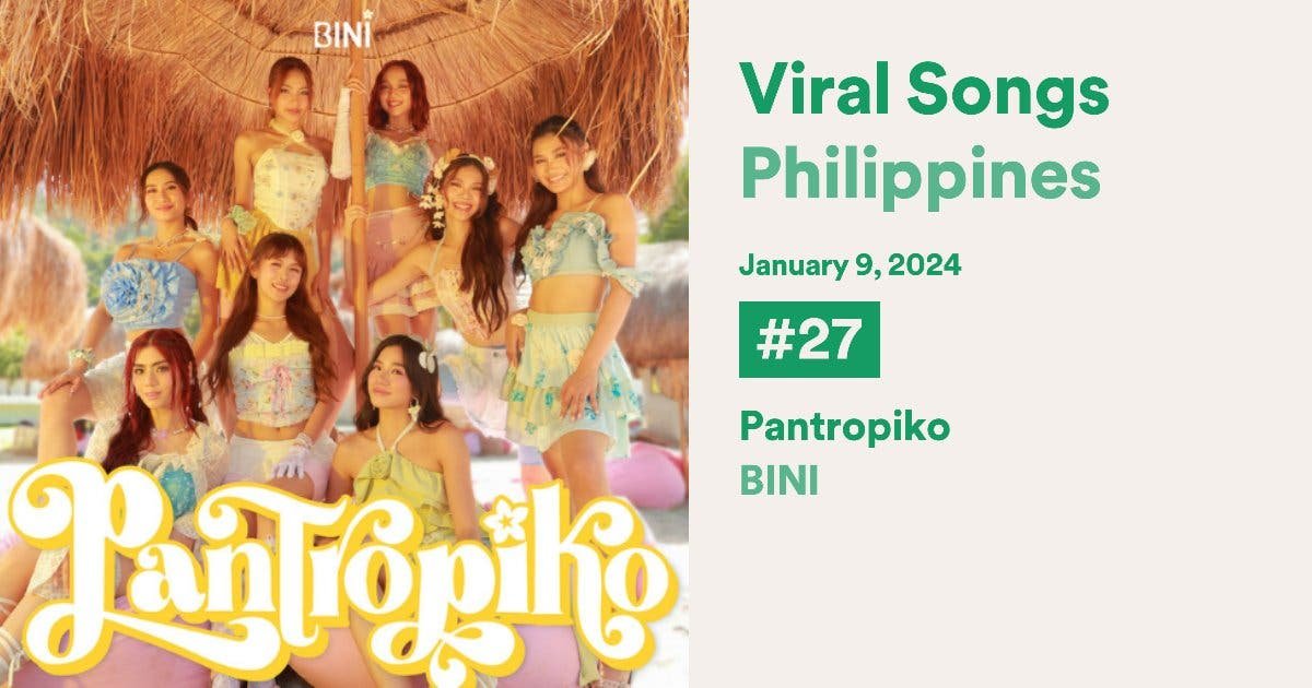 BINIs Pantropiko Enters Spotify PHs Viral Chart