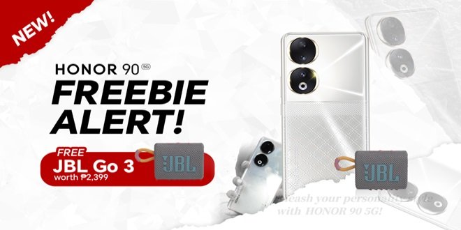Main KV HONOR 90 5G now comes with FREE JBL Go 3 Speakers worth Php 2399