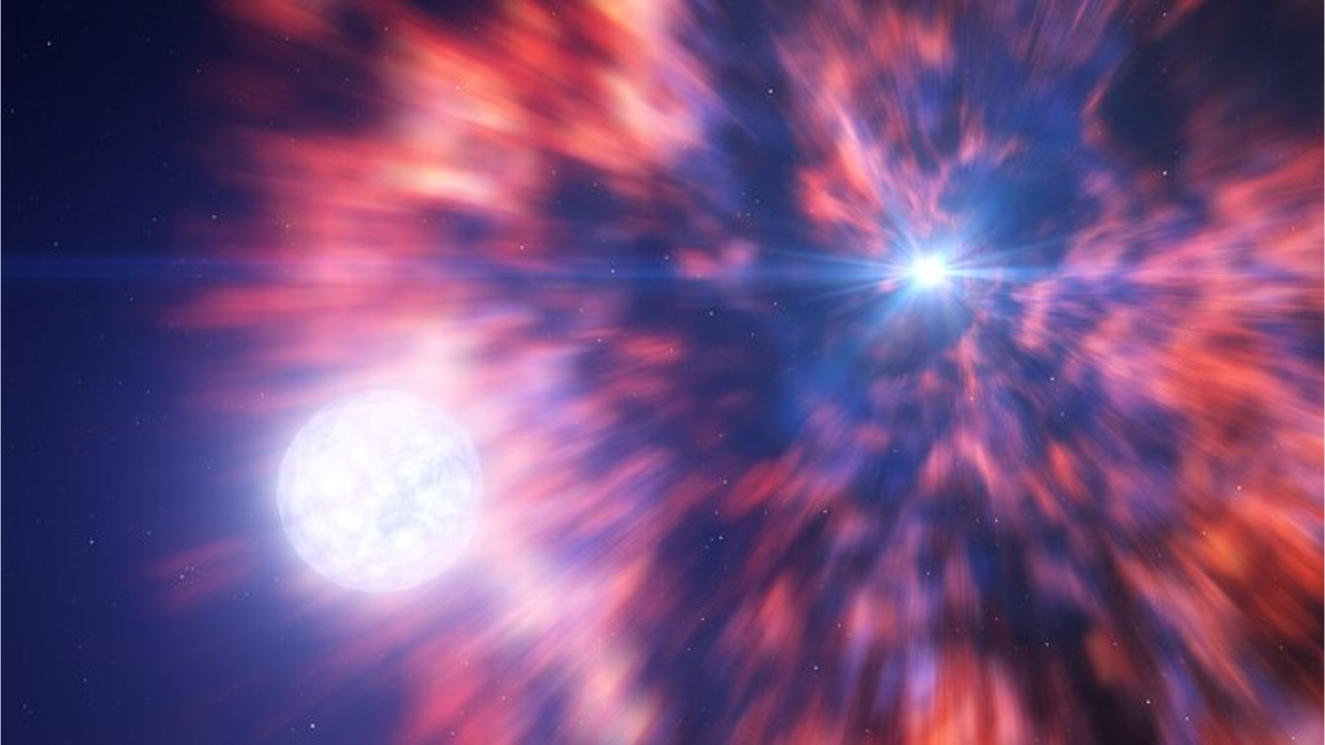 An illustration shows the death of a massive star in a supernova explosion that birthed a neutron star or black hole