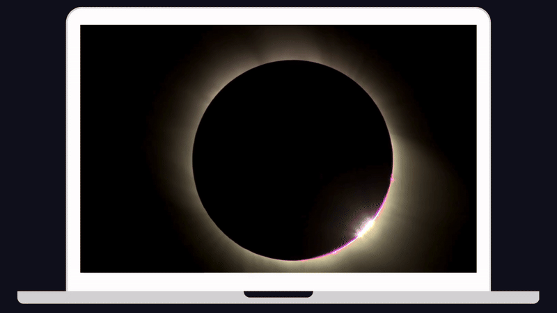 total solar eclipse gif animation on a computer screen graphic