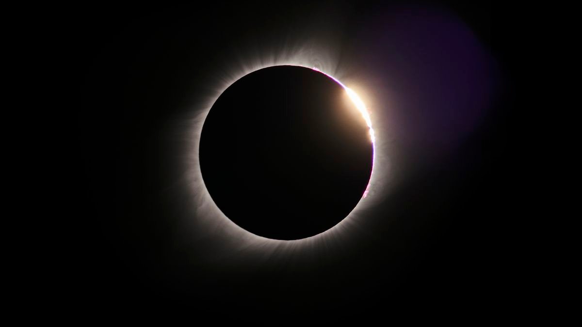 The diamond ring stage marking the end of totality of the total solar eclipse of 2017 including the solar corona
