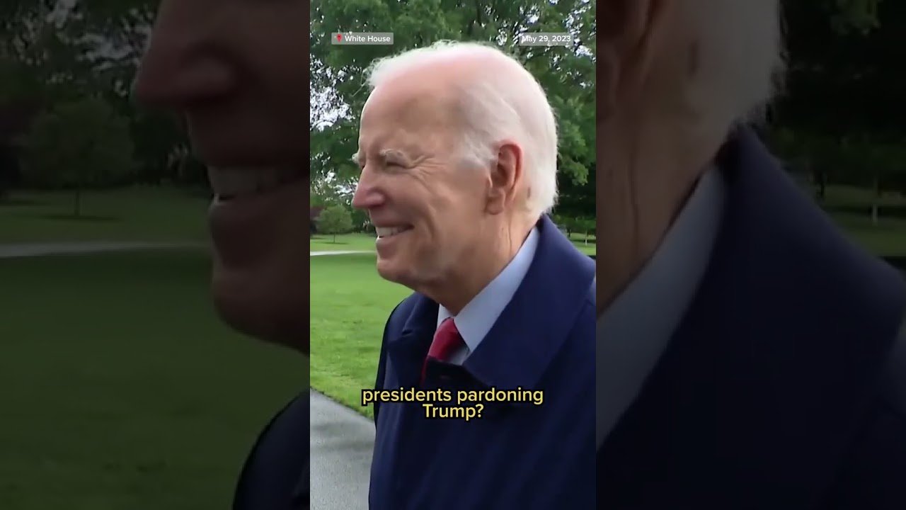 Biden apparently chuckled to himself after being asked about pardoning former President Trump.