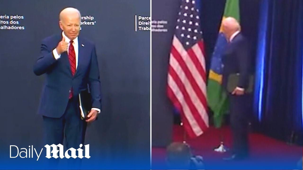 Joe Biden awkwardly stumbles into pole and doesn’t shake President Lula’s hand