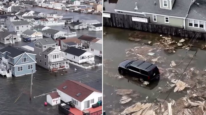 Floodwater inundates New Hampshire coastal town in drone footage | News