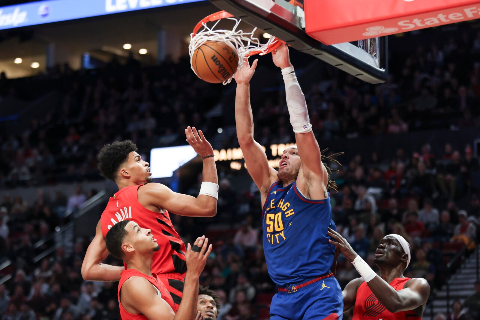 Nuggets edge Trail Blazers, who started 5 rookies