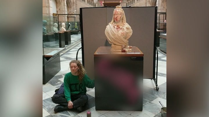 Protesters paint ‘c***’ onto Queen Victoria bust at Glasgow museum | News