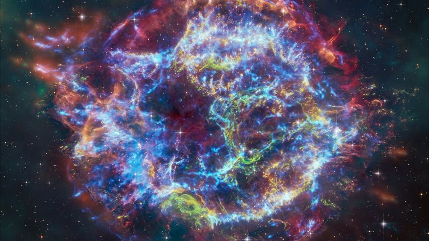 This image of the supernova remnant Cassiopeia A combines data from NASA