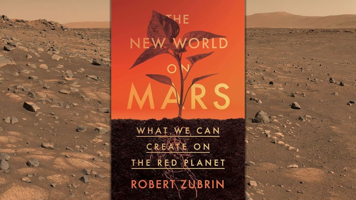 a book cover showing a planet growing in reddish soil behind the text