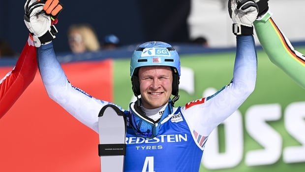 Timon Haugan gives Norway its 1st men’s slalom win of season at World Cup finals