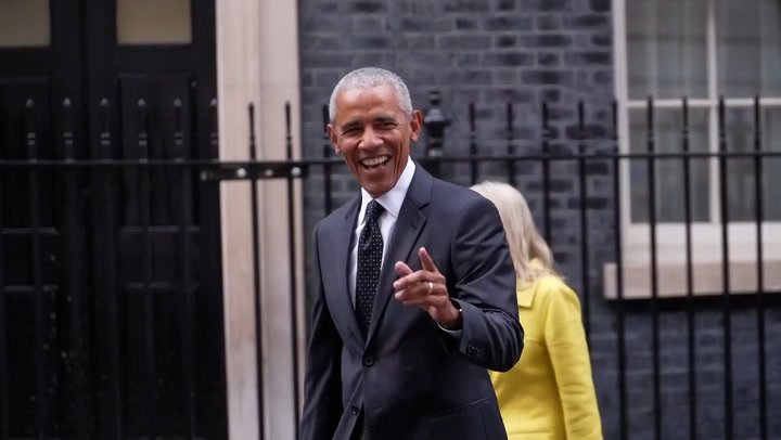 Watch: Barack Obama jokes with reporters after leaving Downing Street | News