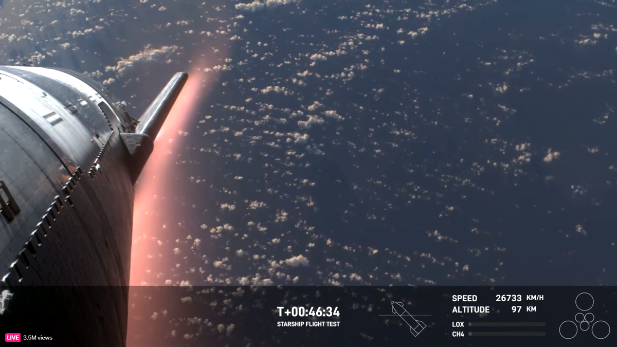 Watch SpaceX’s Starship reenter Earth’s atmosphere in this fiery video