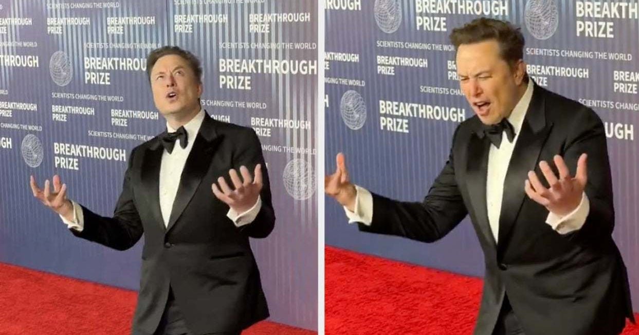 A Video Of Elon Musk Posing On A Red Carpet Is Going Viral, And It Might Be The Cringiest Thing I've Seen All Year