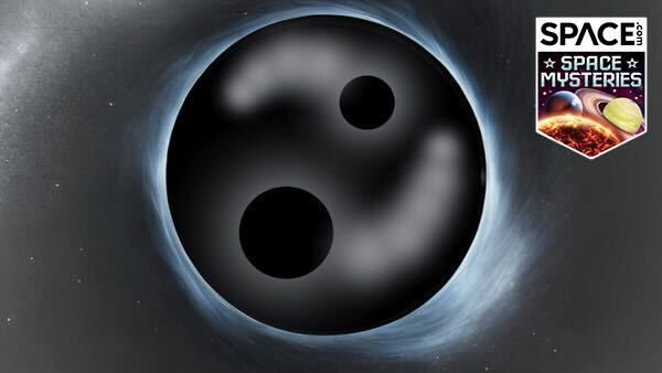 a black hole illustration with two black holes within one