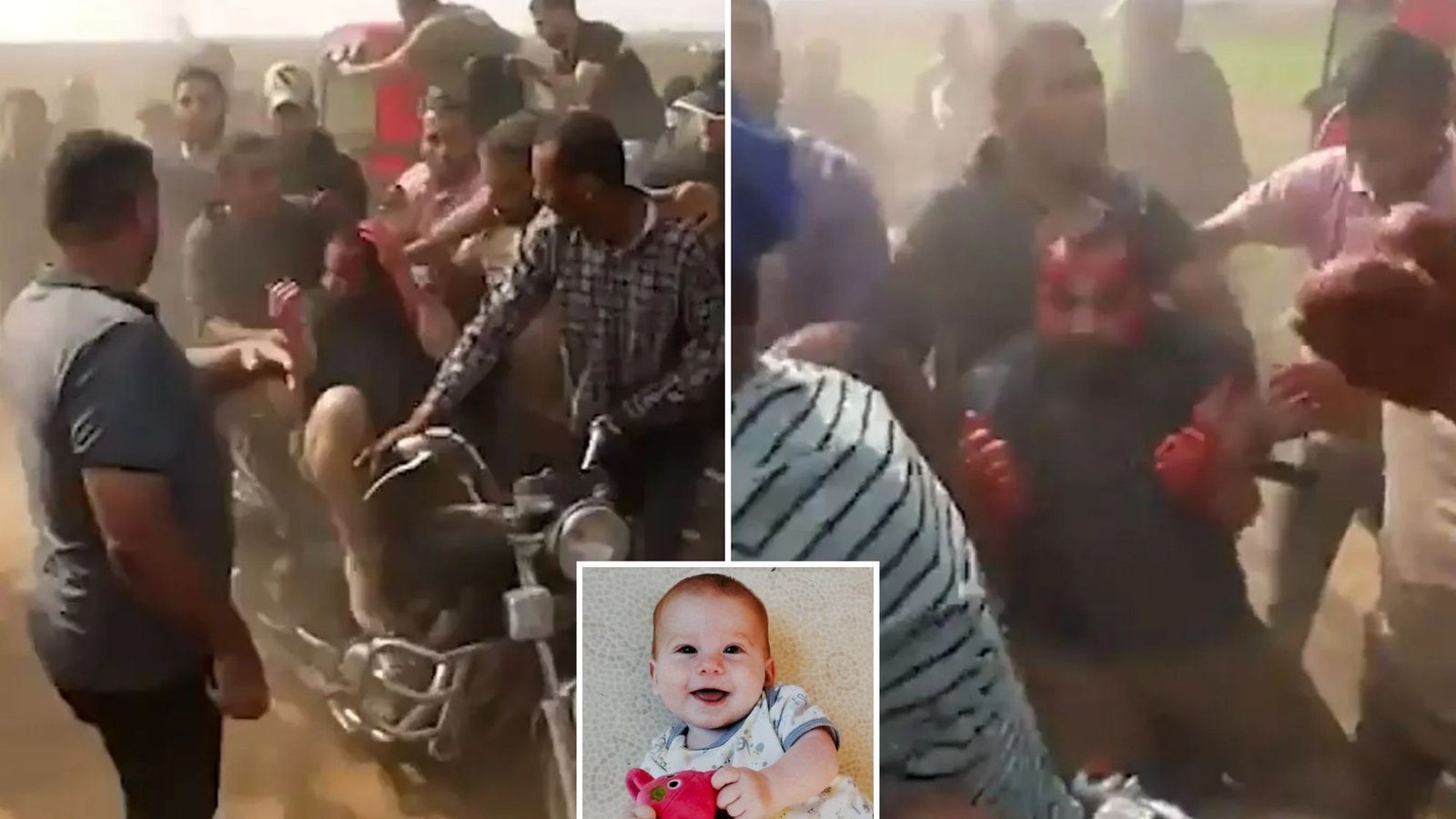 Israel shares horror vid showing kidnap of bloody dad of Hamas youngest hostage Baby Kfir as mob pose for selfies