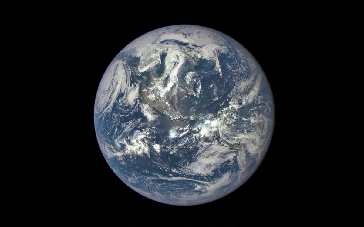 full disc view of earth against the blackness of space