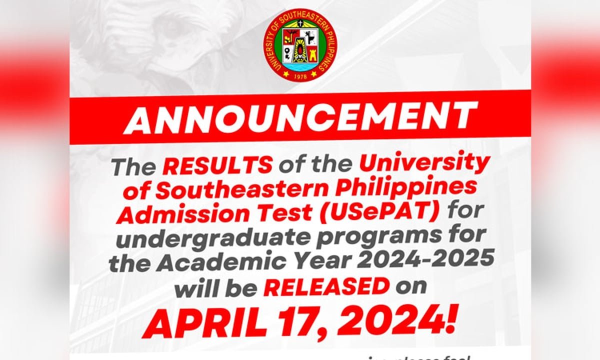 Usep admission test results released Apr 17