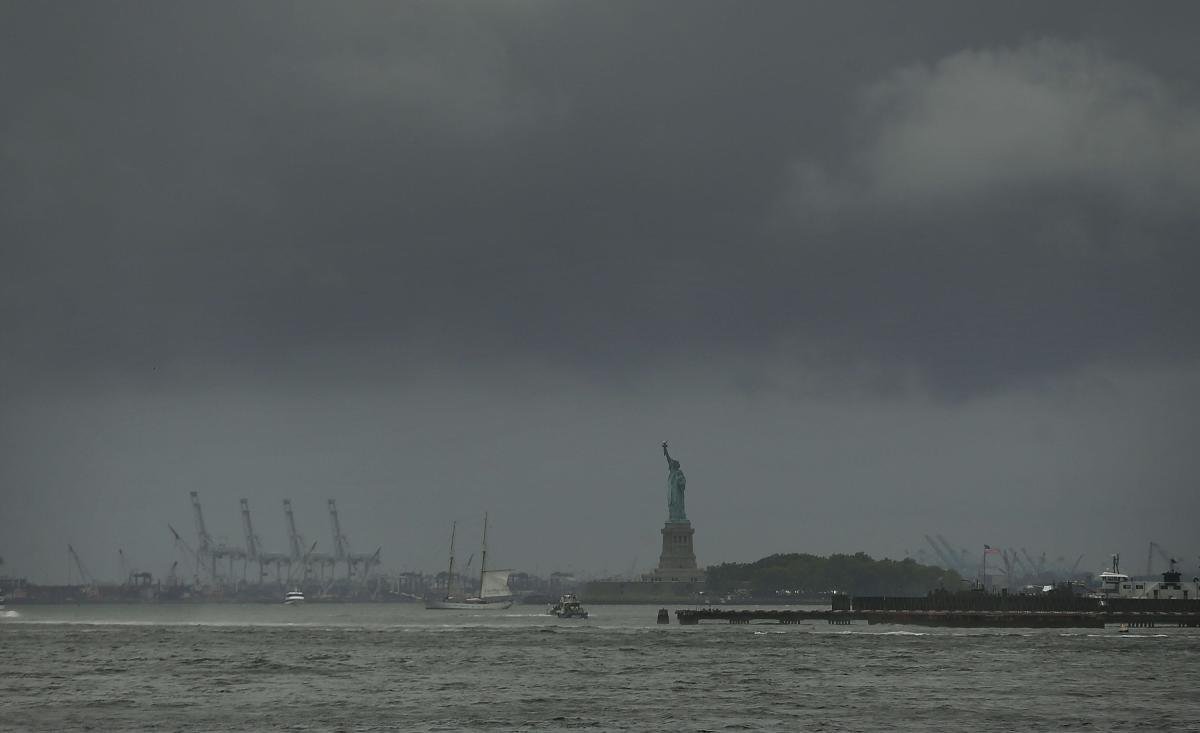 Watch lightning strike the Statue of Liberty, emerge from her torch