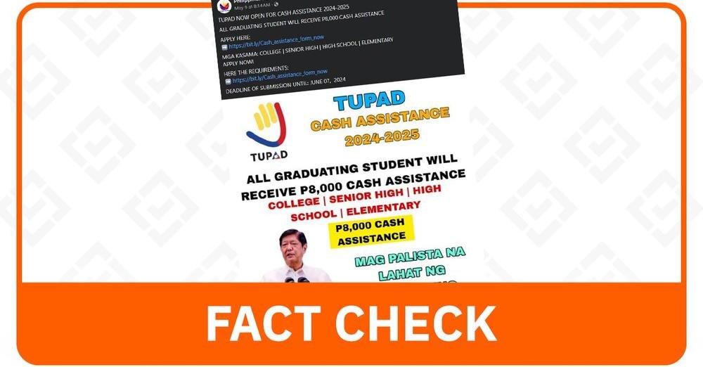 FACT CHECK: TUPAD is not a cash aid or scholarship program for students