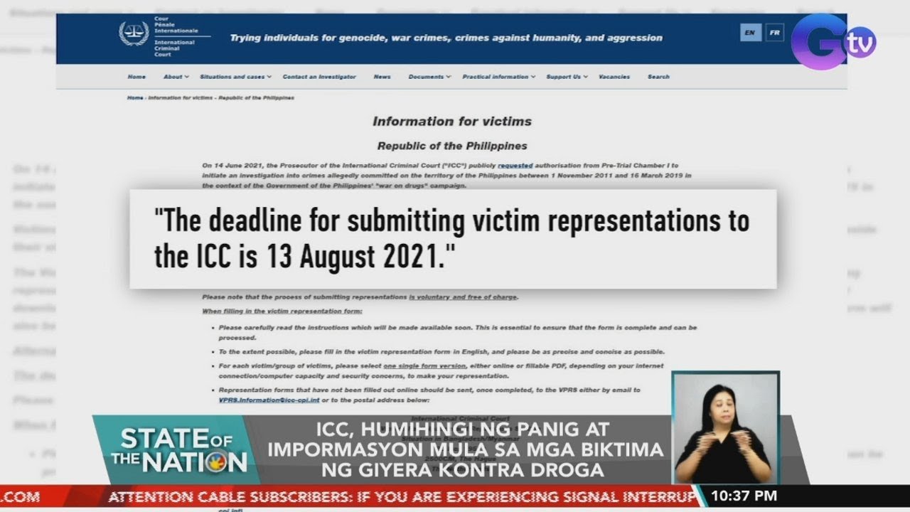 ICC starts accepting concerns from ‘victims’ in Duterte drug war probe | SONA