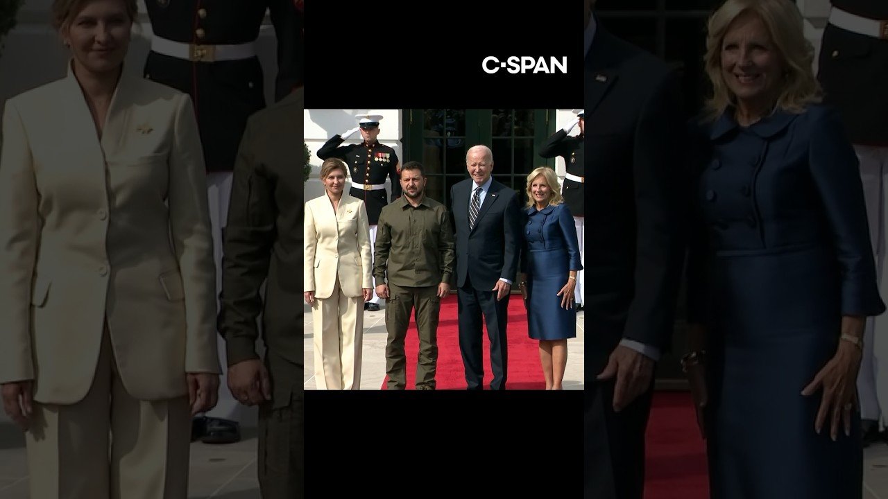 Pres. Biden and first lady Jill Biden greet Ukrainian Pres. Zelensky and first lady Zelenska