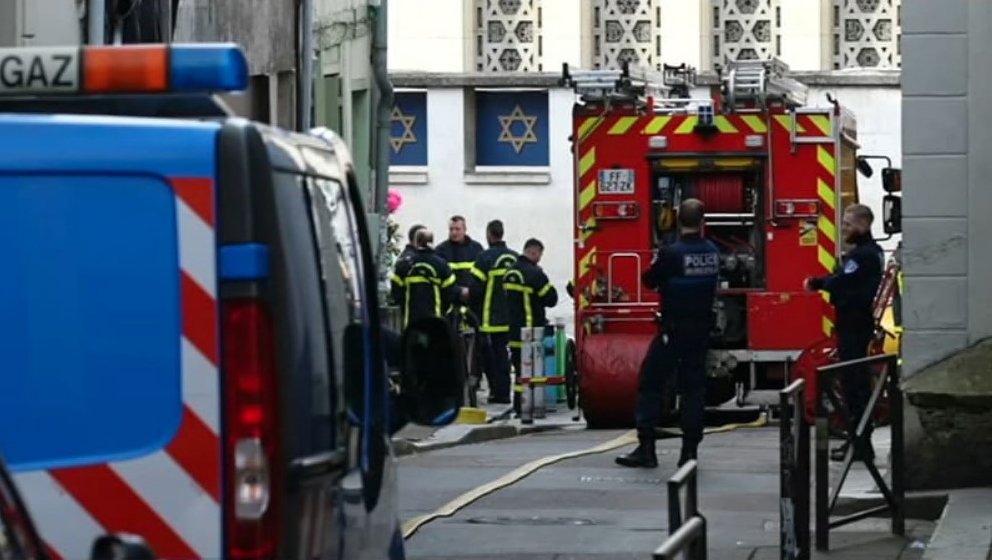 French cops shoot dead knifeman trying to set fire to synagogue in tourist hotspot before charging at armed officers