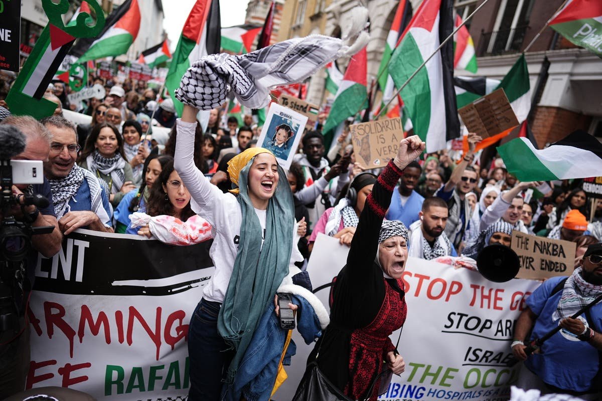Thousands of pro Palestine protesters march in London and call for ceasefire