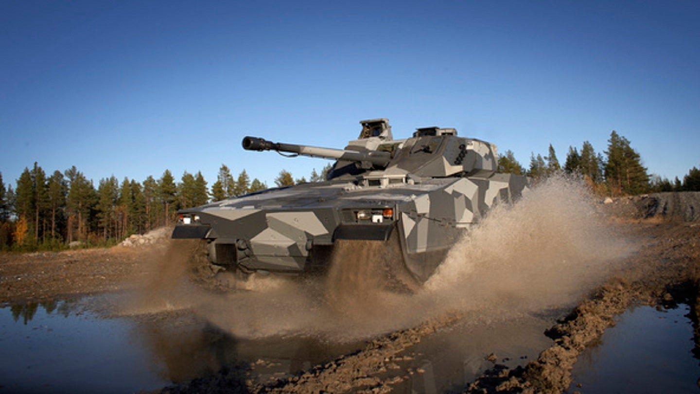 CV90 infantry fighting vehicle shows British Army Warrior what might have been