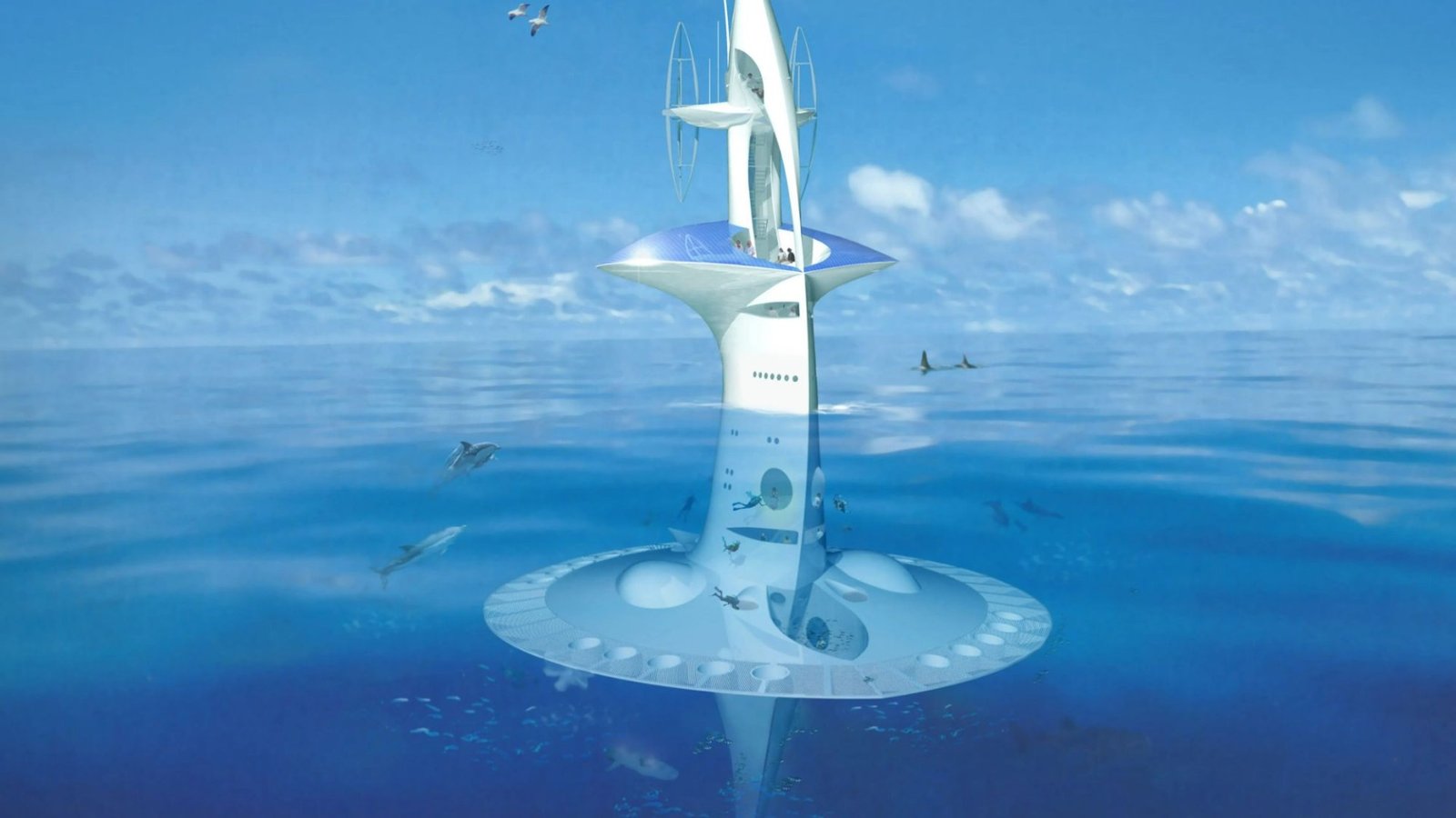 Incredible plans for 1000 ton Sea Orbiter floating skyscraper that is half superyacht and half submarine