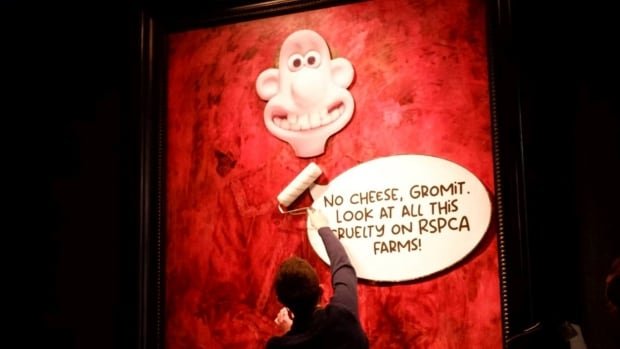 King Charles portrait vandalized with Wallace and Gromit cartoon