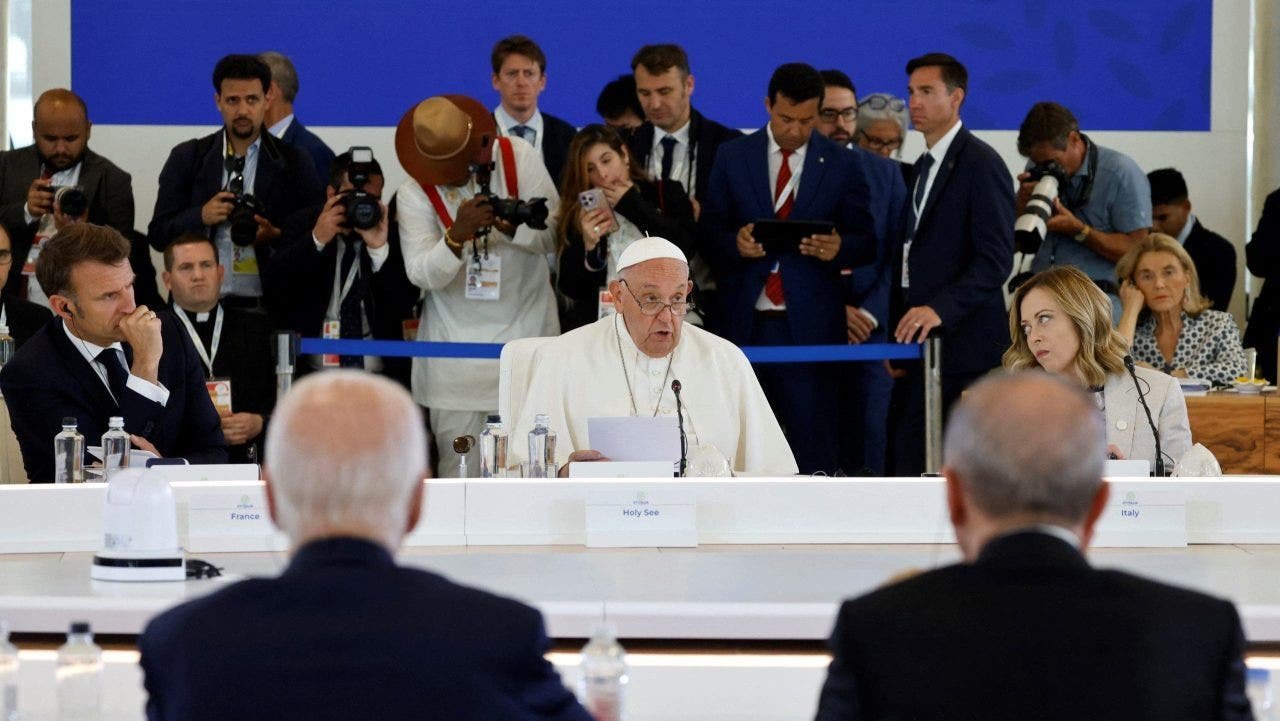 Pope Francis delivers first ever papal address to G 7 urges ethics in AI use