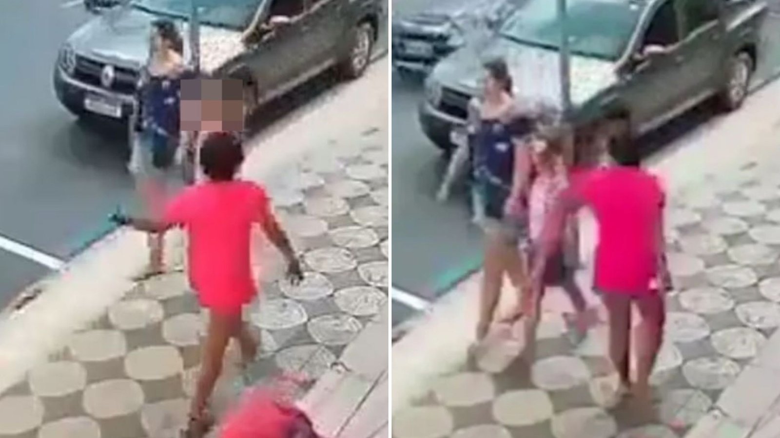 Shocking moment woman SLAPS strangers daughter on Brazil street before passerby steps in to deliver instant karma