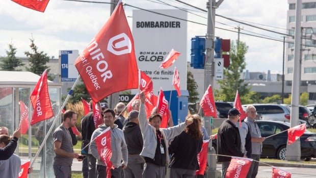 Unifor says 1,350 of its members are on strike at Bombardier after deal deadline passes