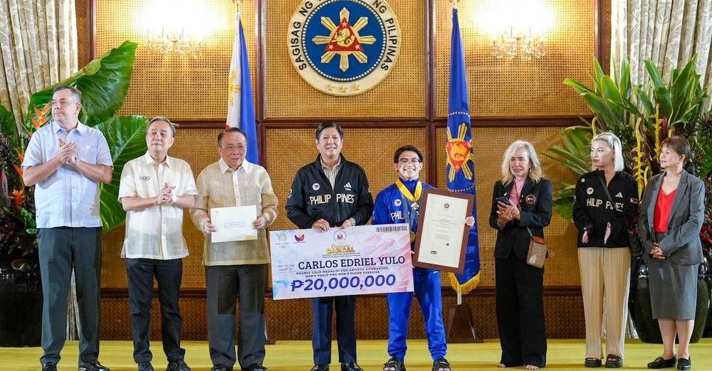 Carlos Yulo receives P20 million from Marcos' office as all PH Olympians rewarded