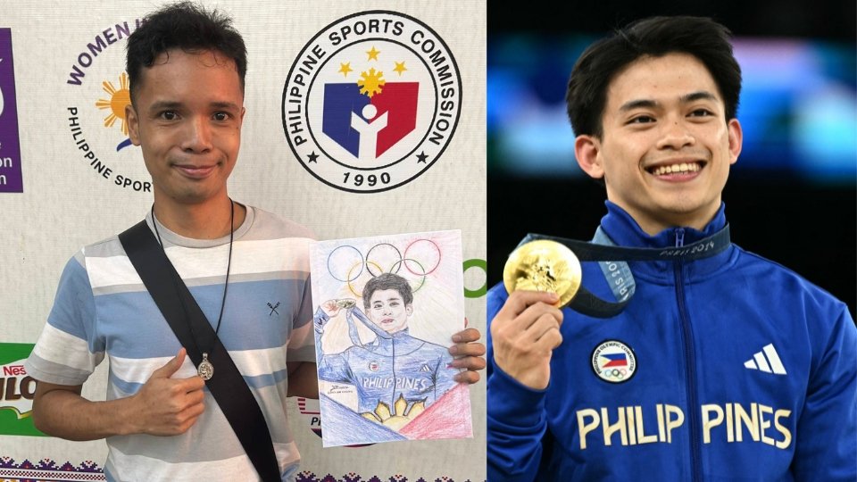 Carlos Yulo’s Olympic success inspires PWD artist’s drawing