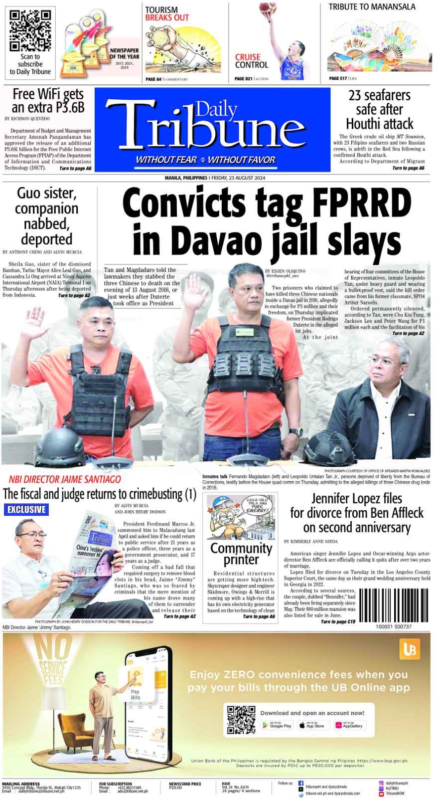 Check out today's front page. Tap the heart icon if you enjoy it. To read more, access DAILY TRIBUNE’S digital edition for FREE!