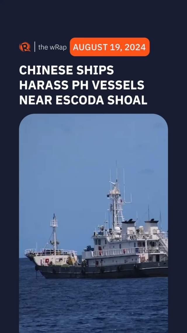 China Coast Guard ships harass and damage two Philippine Coast Guard vessels near Escoda Shoal.