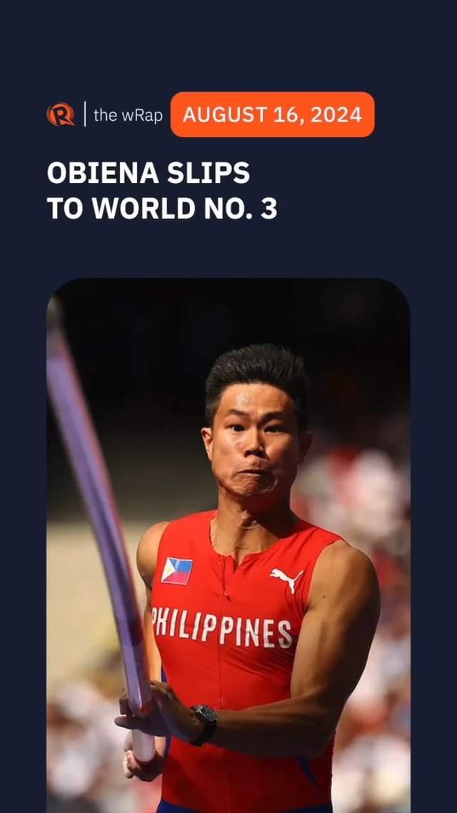 Fresh from his fourth-place finish in the Paris Olympics, Filipino pole vault star EJ Obiena falls to No. 3 in the sport’s global ranking. In World At