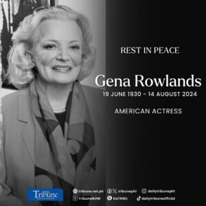 Gena Rowland, known for her films such as "A Woman Under the Influence" and "Gloria", as well as playing the elderly Allie Calhoun in "The Notebook,"