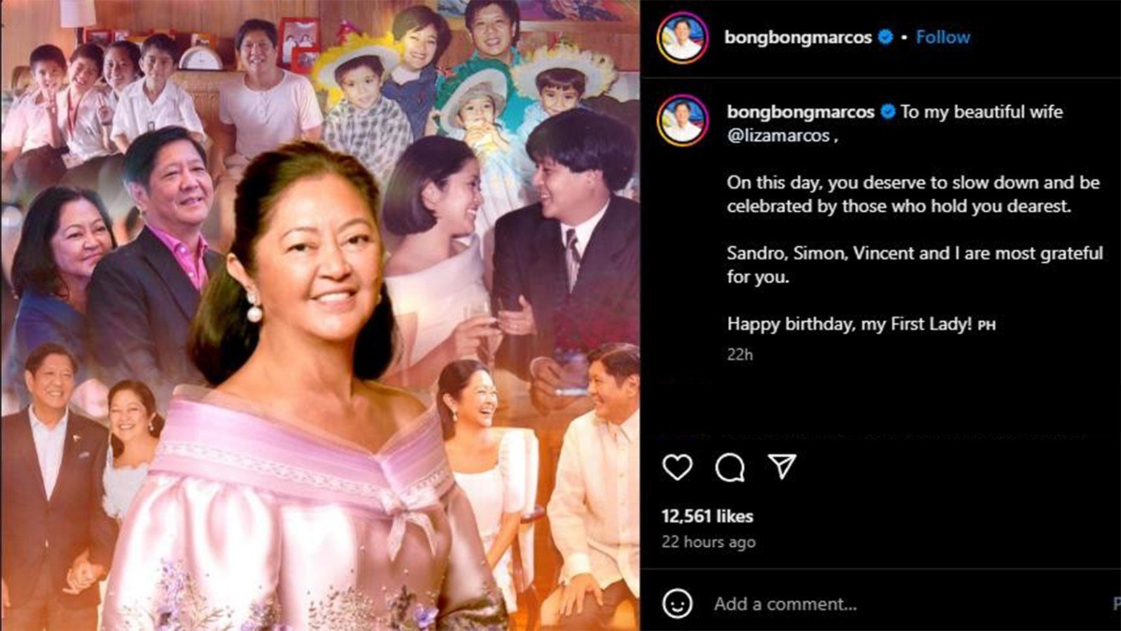 LOOK: Celebrating our wonderful First Lady, Liza Araneta Marcos! President Ferdinand Bongbong Marcos, Jr. shares a heartfelt birthday tribute to his b