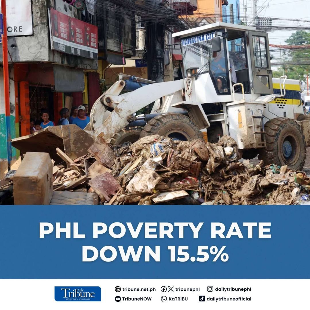 Latest PSA data showed that the Philippines' poverty rate dropped to 15.5 percent in 2023 from 18.1 percent in 2021 while increasing food prices hinde