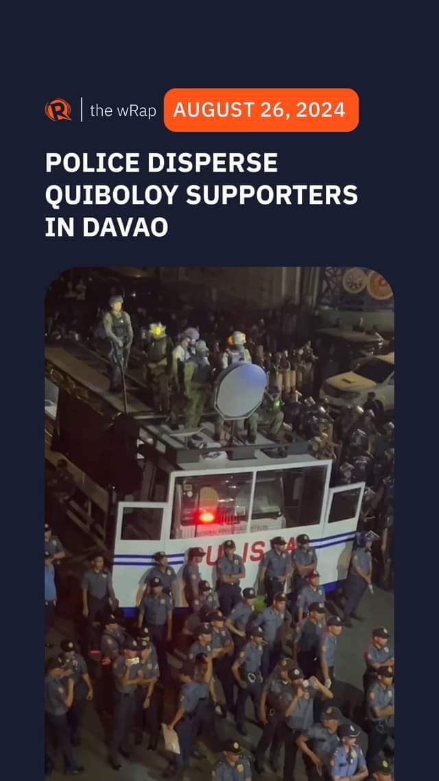 Police breach a barricade set up by fugitive preacher Apollo Quiboloy’s followers and supporters and arrest protesters Monday afternoon, August 26.