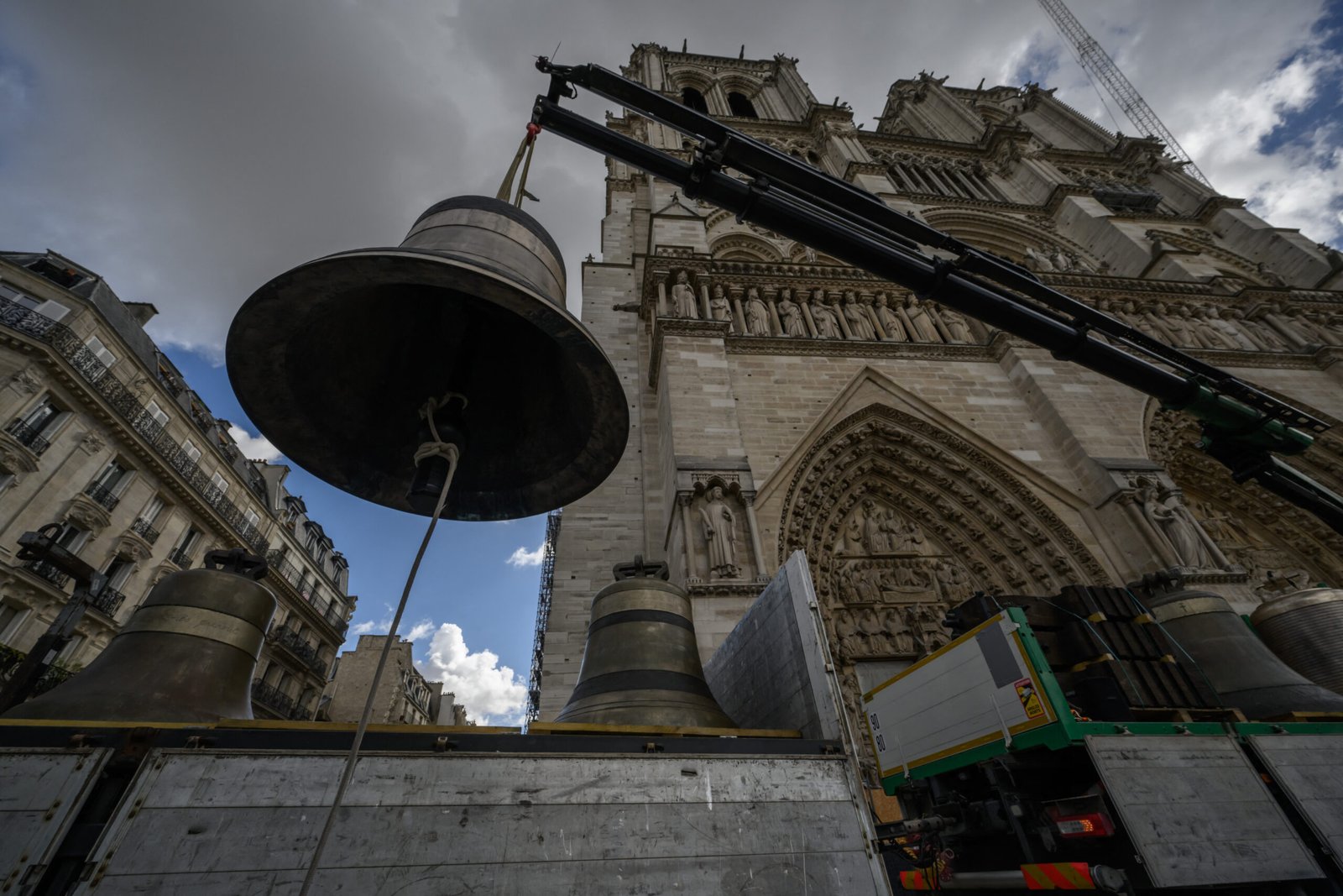 Eight bells return to belfry of Notre Dame in Paris