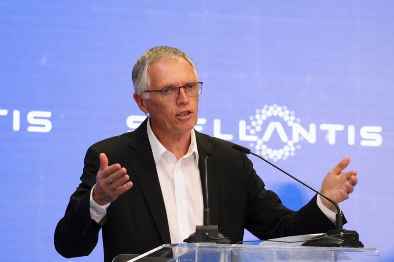 Stellantis CEO Carlos Tavares speaks during a ceremony as Stellantis launches the production of Fiat Panda