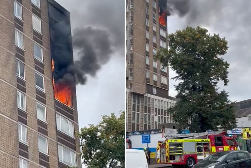 Catford fire: 70 firefighters tackle blaze in high rise on day Grenfell report released