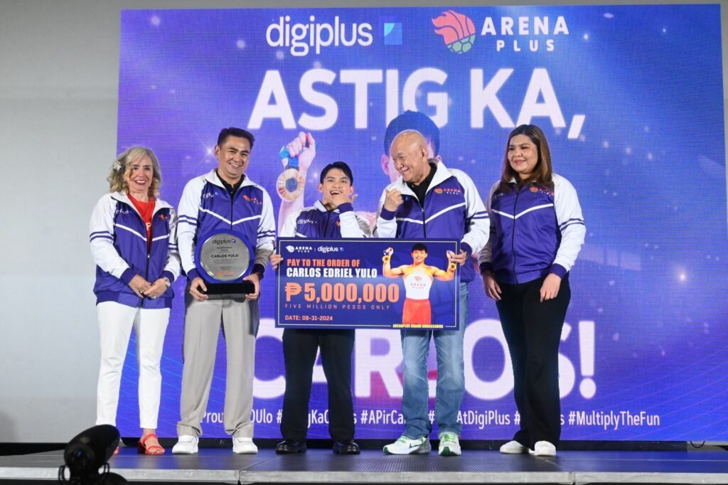 DigiPlus, ArenaPlus Pay Tribute to Yulo’s Historic Olympic Achievement with P5M Cashgift