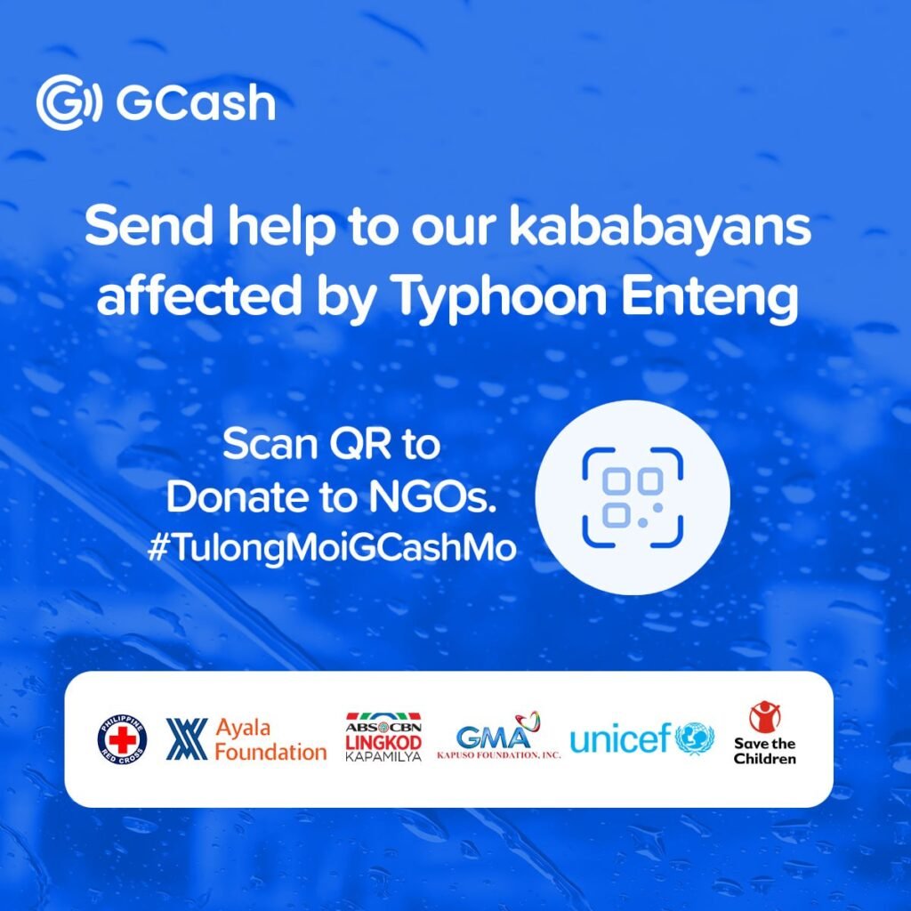 GCash enables easier fundraising for areas hit by Tropical Storm Enteng, heavy monsoon rains