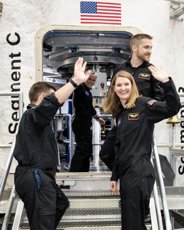 NASA HERA Crew Members Wave Goodbye