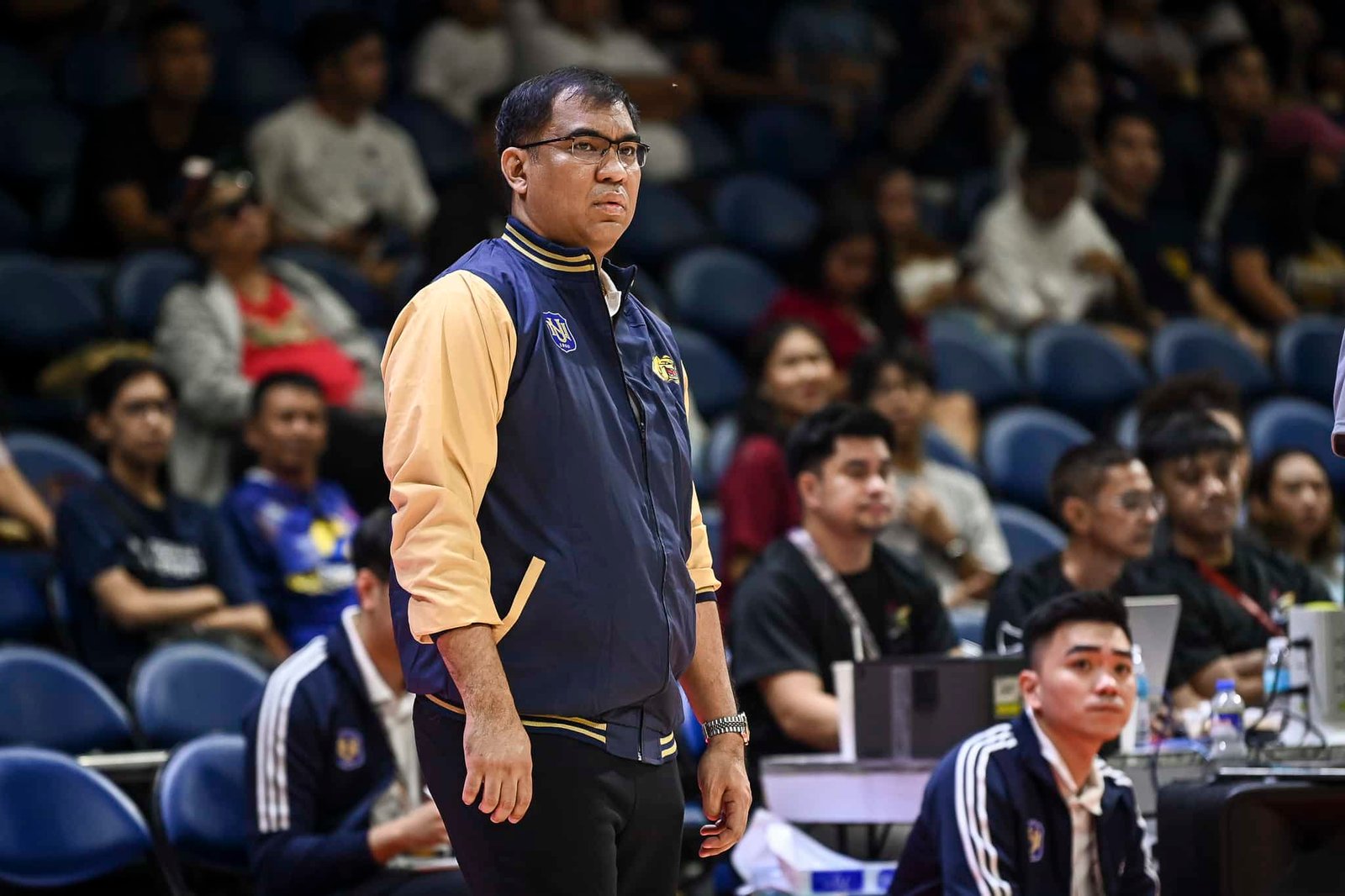 NU Bulldogs coach Jeff Napa during a UAAP Season 87 men's basketball gam